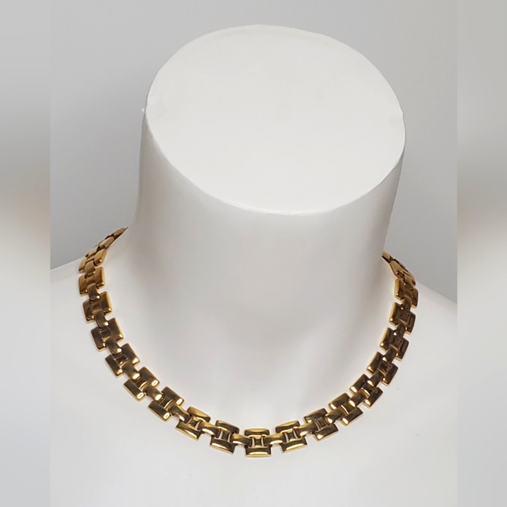 Givenchy 1980s Gold-tone Box Link Chain Necklace 22" Adjustable-Timeless Design - Picture 3 of 10
